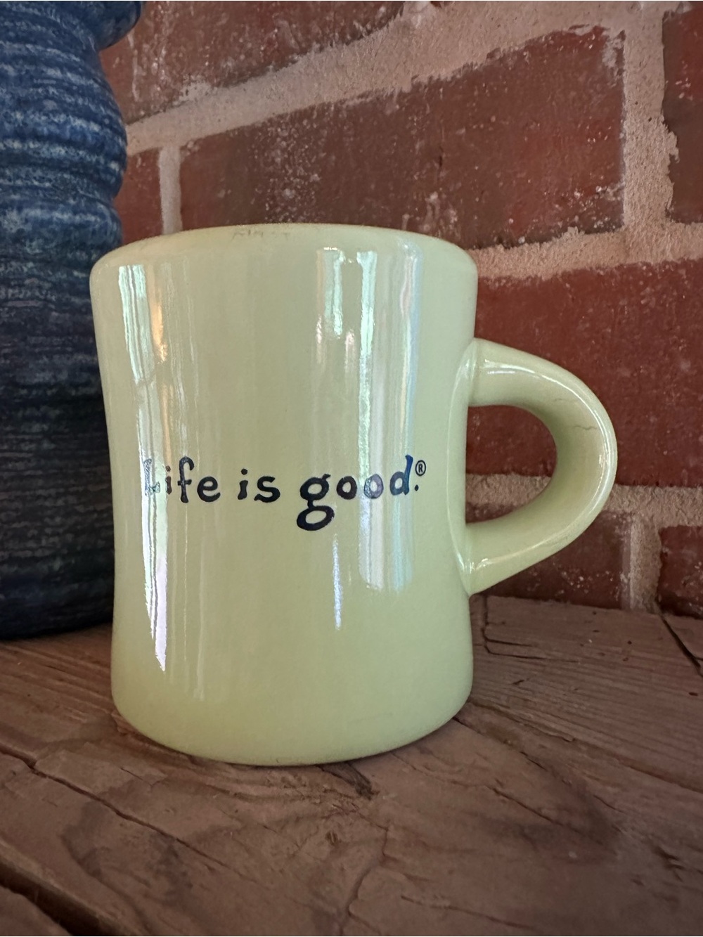 Life Is Good Happy Camper Spring Green Diner Mug 4” Tall Retro Camper Coffee Cup - Picture 3 of 8